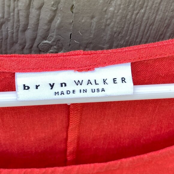 Bryn Walker 100% Linen Dress Size M  Coral Lagenlook Hippie Coastal Minimal Very - Picture 5 of 9